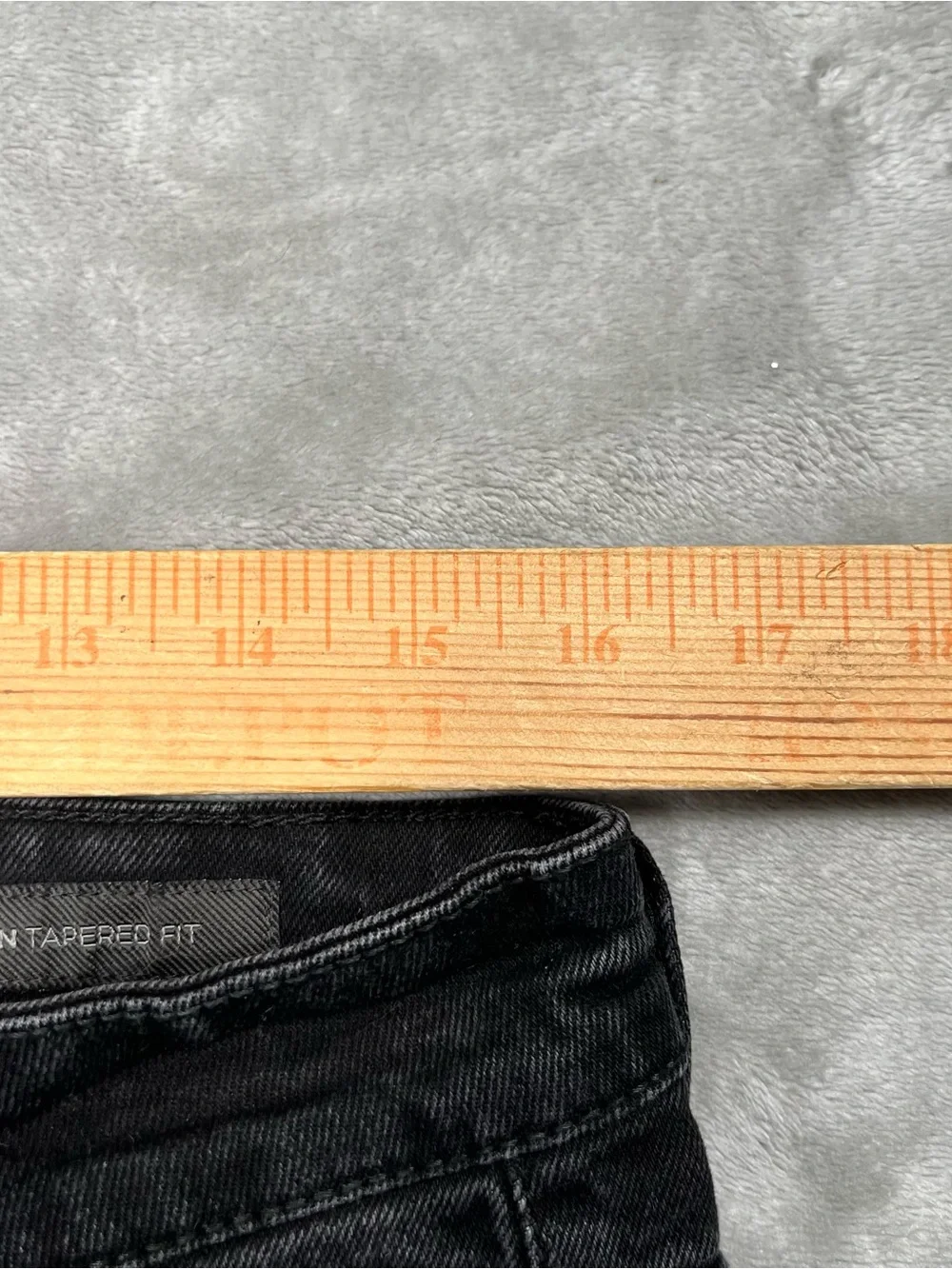 American Tall Carman Tapered Jeans Mens 32x36 Black Grunge Denim Cotton
